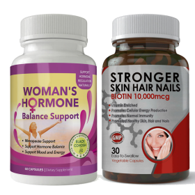 Biotin 10,000mcg and Woman's Hormone Support Combo Pack