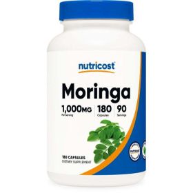 Nutricost Moringa Capsules 500mg, 180 Capsules (90 Servings) - Non-GMO, Gluten Free