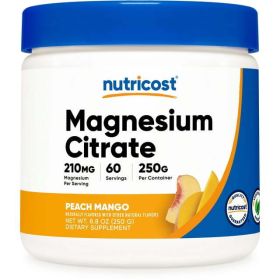 Nutricost Magnesium Citrate Powder (Peach Mango, 250 Grams) - Non-GMO Supplement