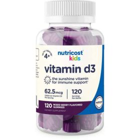 Nutricost Kids Vitamin D3 Gummies 2,500 IU (62.5mcg), 120 Gummies - Mixed Berry Flavored