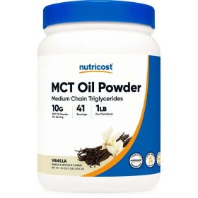 Nutricost Premium MCT Oil Powder (1 lb, Vanilla) - Non-GMO Supplement